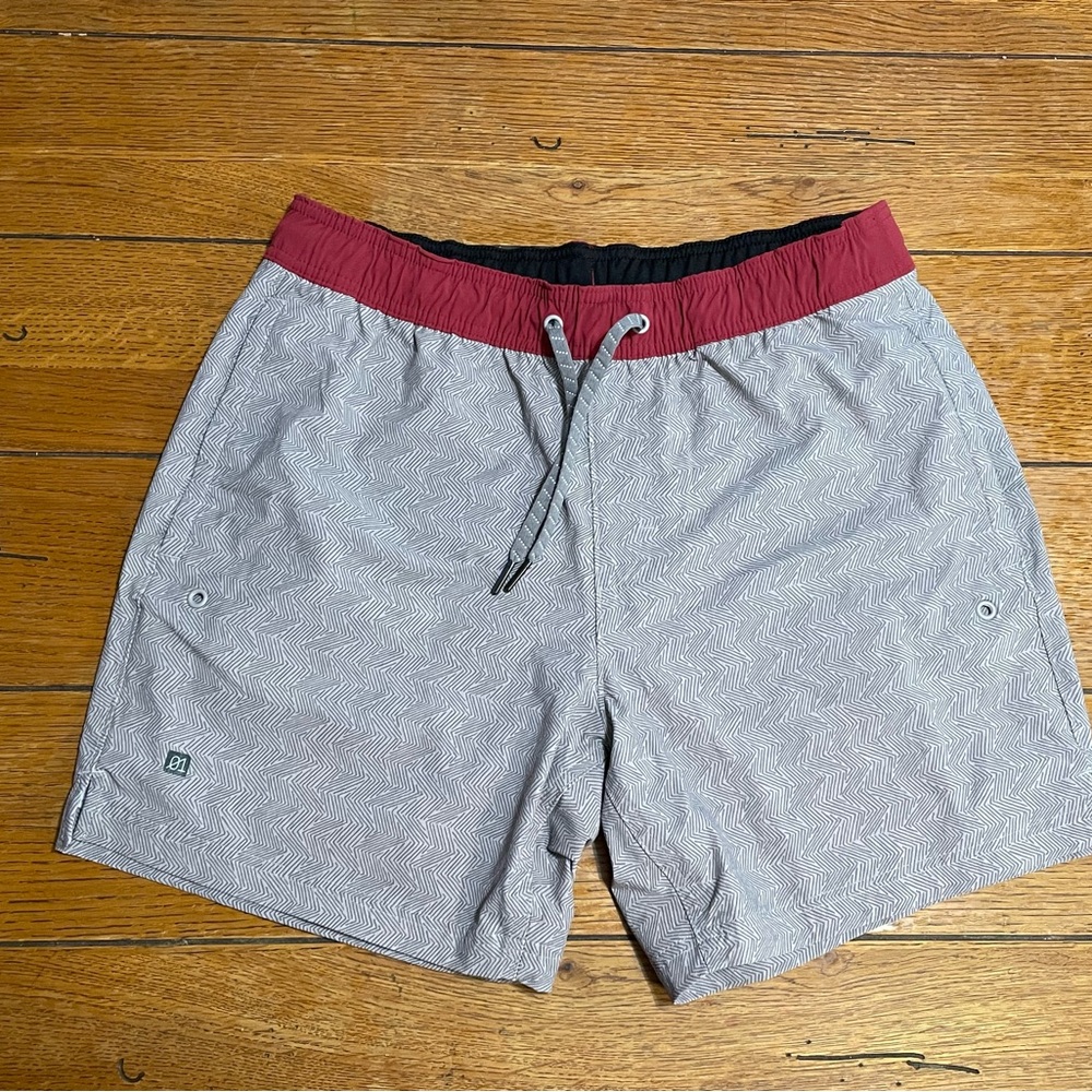 Men's Athletic Shorts with Burgundy Waistband